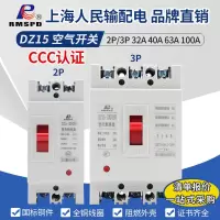 DZ15塑壳断路器2p3p32a63a100a空气开关家用总闸空开三相220V380V 63A 3P
