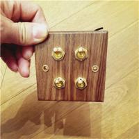 黑胡桃铜木开关面板插座86型民宿复古木质个性家用美式实木木纹 86型——四开(单/双控通用)