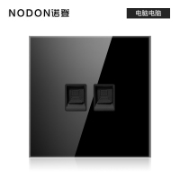 86型黑色墙壁开关插座套餐钢化玻璃面板五孔LED单开双控暗装家用 双电脑