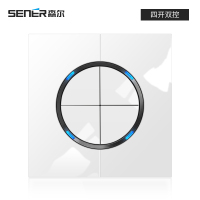森尔墙壁86型开关插座套餐一开五孔轻点按键面板白色LED单控双控 四开双控