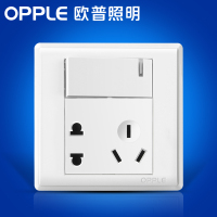 欧普照明 五孔带开关86型插座面板白色带开关电源插座一开双五孔G