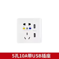 86型漏电保护插座5孔热水器空调暗装开关插座防漏电防浪涌10A16A 5孔10A 带USB 防漏电