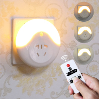 遥控小夜灯插电插座卧室睡眠婴儿喂奶护眼床头灯节能夜明起夜光灯 遥控版（三色可变+10档调光+定时关灯）