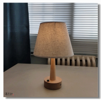 简约现代小台灯 温馨卧室床头灯插电充电调光遥控夜灯ins日式原木 亚麻原色(充电款) 遥控开关