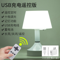 装饰遥控小台灯充电式卧室床头柜网红书桌现代简约浪漫时尚插电款 充电遥控-白光+遥控器+充电头 遥控开关