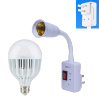 智能声光控感应灯具带开关插头插座LED节能大螺口E27自动开关灯 声光控灯座三插+18W鸟笼款白光