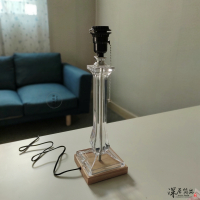 实木台灯座带插头开关线 e27螺口灯头DIY灯具配件插电灯泡底坐LED 橡木水晶亚克力灯座(高度28cm) 拉链灯头 按