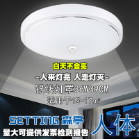 LED雷达人体感应声光控吸顶灯过道楼梯声控走廊阳台卫生间车库灯 褐色 银线人体39厘36瓦