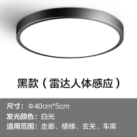 感应吸顶灯led楼道家用声控过道楼梯灯智能雷达人体红外线感应灯 40cm黑款白光(人体雷达感应)