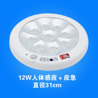 LED声控感应吸顶灯充电光控走廊楼道过道车库消防应急人体感应灯 12W-人体感应+光控+应急90分钟