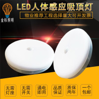 LED声控感应人体声光控吸顶灯过道楼梯楼道工程物业超亮led感应灯 红外人体感应灯(直径22厘米) 9W 白