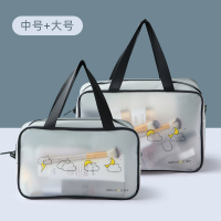化妆包女2021新款超火便携旅行ins风防水大容量收纳袋盒洗漱品包 中号+大号[TPU材质,加厚无异味]