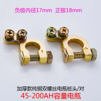 电瓶桩头卡子纯铜加厚汽车蓄电池头电瓶接线端子夹电瓶柱接头夹子 加厚款纯铜双螺丝(对装)