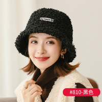 渔夫帽子女秋冬季2020新款泰迪绒纯色羊羔毛保暖百搭宽檐时尚盆帽 810黑色 均码(55-58cm)