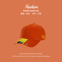 橘色鸭舌帽春秋棒球帽韩版适合脸大新款2020网红百搭焦糖色帽子女 单孔高品质-暗橘色 M码