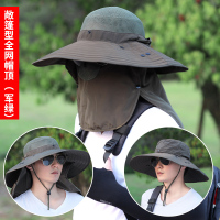 遮阳帽子男钓鱼帽夏季户外太阳帽大檐垂钓透气渔夫帽登山防晒凉帽 [新敞篷升级带面罩]军绿色 可调节(可作情侣款,收藏送袖套