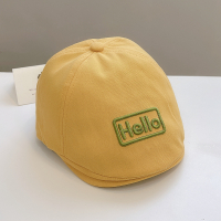 宝宝贝雷帽男童春季透气帽子儿童休闲英伦鸭舌帽潮女童夏天前进帽 黄色 星火hello贝雷帽 1-3岁 47-51cm