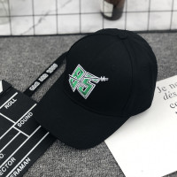 COOL GUY王一博同款85刺绣棒球帽子男女个性时尚字母长带子鸭舌帽 黑色 送王一博周边 可调节