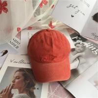 复古做旧水洗牛仔棒球帽子男女春夏街头百搭光板弯檐嘻哈鸭舌帽子 桔色 弯沿水洗棒球帽