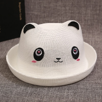 女宝宝帽子春秋夏季1岁2男童遮阳帽3-6个月12婴儿渔夫帽夏天草帽0 爱心眼熊白 0-6个月(帽围46cm) 均码
