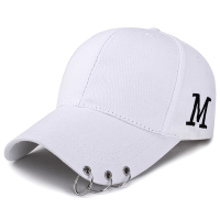 帽子男夏季鸭舌帽韩版潮铁环情侣学生街头太阳帽防晒遮阳棒球帽女 白色 套餐二(送手表太阳镜折叠刀口罩)