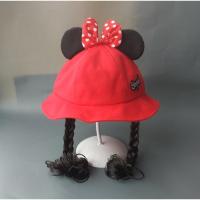 宝宝帽子春秋季3-6-12个月婴儿盆帽2女童遮阳帽薄款1岁女孩假发帽 红色米奇盆帽麻花 4个月-2岁半 均码