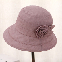 中老年人帽子女春秋盆帽渔夫帽休闲妈妈遮阳帽女布帽太阳帽春夏天 豆沙(雪纺双叶) 均码可调节(收藏宝贝送防风绳)