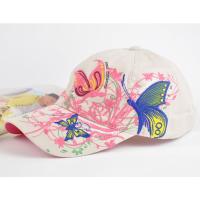 民族风鸭舌帽子女士春季旅游棒球帽蝴蝶刺绣纯棉百搭夏遮阳太阳帽 米色 可调节（54-59）cm