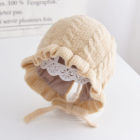 刚出生时尚防晒婴儿帽子夏季薄款公主个性法式胎帽女婴漂亮宫廷风 冬季款-米色[棉内里麻花公主帽] 可调节