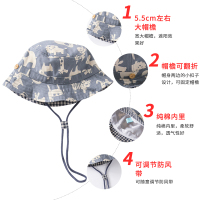 伊米伦宝宝帽子春夏男童防晒遮阳帽薄款透气婴儿太阳帽防晒渔夫帽 牛仔蓝 46CM建议3-6月 布帽请根据实际头围+1.5C