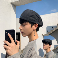 日系街头做旧贝雷帽子男潮牌春夏秋季百搭嘻哈反戴鸭嘴帽前进帽男 黑色- 后tokyo磨破B19前进帽 均码(55-58cm