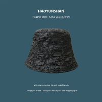 日系小众钟形水桶帽盆帽韩版潮夏季薄款遮脸显脸小褶皱渔夫帽子女 水桶帽型-黑色 M(56-58cm)