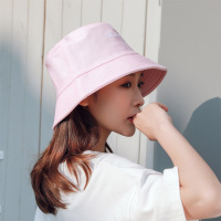 渔夫帽女夏韩版潮百搭日系网红可爱文艺学生春秋防晒遮阳帽子ins 粉红色一串字母渔夫帽 收藏送防风绳