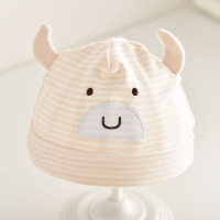 婴儿帽子春秋季新生儿初生纯棉胎帽柔软防风帽男女宝宝春款卤门帽 黄色 0-3个月(32-40CM) 均码(有弹性)