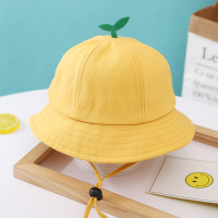 1-4岁婴儿帽子春夏薄款2女宝宝防晒遮阳男女儿童渔夫帽太阳帽韩版 单层布 黄色 7-24个月(44-48cm) 均码