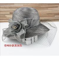 可折叠遮脸女帽 欧根纱夏季草帽盆帽太阳帽 遮阳大沿防晒渔夫帽子 带网纱款黑灰色 送黑色防风绳 大号L内调节58-60cm