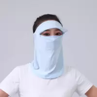 防晒帽子遮脸防紫外线夏季遮阳太阳帽子女时尚空顶帽薄款防晒神器 蓝色 可调节