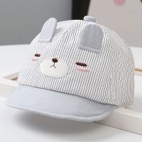 婴儿帽子春秋薄款可爱超萌男宝宝女夏季遮阳防晒棒球帽户外鸭舌帽 YS3054-灰色 3-12个月 (42-47CM)魔术贴