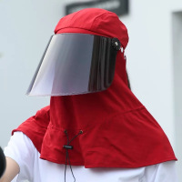 防护太阳帽子女夏季电动车遮阳帽户外骑车防晒遮脸帽子大檐全脸 红色[全包围遮阳帽] 均码[可调节]