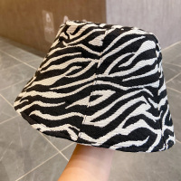 斑马纹渔夫帽子女早春秋夏季潮牌薄款遮脸素颜帽防晒直筒水桶盆帽 黑色条纹 M(56-58cm)