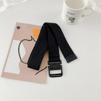 帆布腰带男 纯色百搭免打孔黑色潮流简约时尚学生装饰女牛仔裤带 黑色