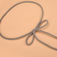 时尚甜美女士打结细腰带 绒布珍珠装饰配裙子细腰链 蝴蝶结黑色带 灰色