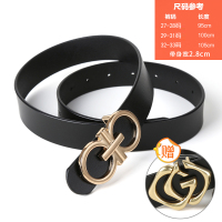 女士皮带配牛仔裤西裤gg纯牛皮时尚网红裤带百搭真皮女式腰带装饰 黑色[8字扣2.8cm宽] 95cm