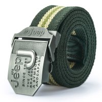 吉普盾男士军装帆布腰带自动休闲裤带时尚帆布皮带 军色条纹
