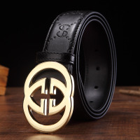 皮带社会小伙青年男士韩版潮人腰带个性发型师快手红人年轻人裤带 G金扣+压花黑色 95cm