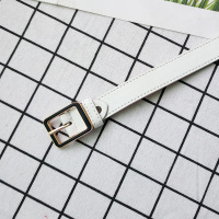 女士皮带潮年轻人时尚韩版ins休闲日系腰带复古百搭简约牛仔裤带 黑框方扣-白色