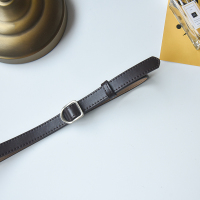 网红同款细皮带女简约百搭无孔韩版学生牛仔裤腰带女黑色ins风酷 半圆小细款咖色 105cm