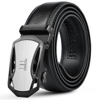 delidu男士皮带真皮自动扣腰带韩版潮休闲中年青年商务纯牛皮裤带 [热卖款]L29枪面 105cm