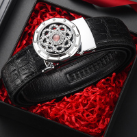 新款时来运转皮带男潮年轻人百搭学生真皮休闲潮流网红韩版裤腰带 瓜子纹黑+银点钻圈旋转花 100cm