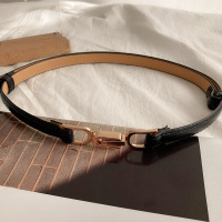 腰带女ins潮 新款时尚简约复古配连衣裙大衣装饰小细款百搭皮带 黑色